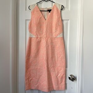 J. Crew Sleeveless Tweed Eyelet Sheath Dress Orange Size 12